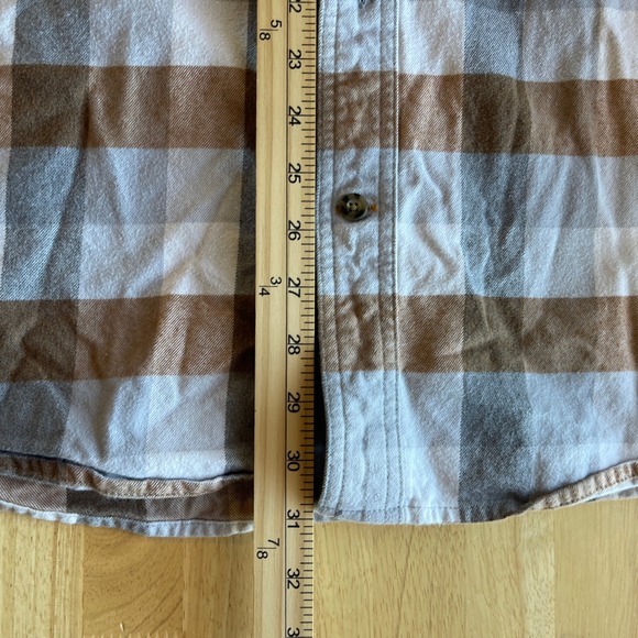 Carhartt Flannel Shirt Mens XL Loose Fit 100% Cotton Soft Warm Tan Gray Plaid - Picture 9 of 10